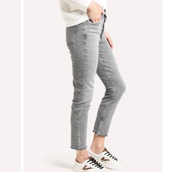 Agolde Nico Hi Rise Slim Fit Jean Grey Button‎ Fly Cutoff Hem 100% Cotton 31 - Picture 1 of 10